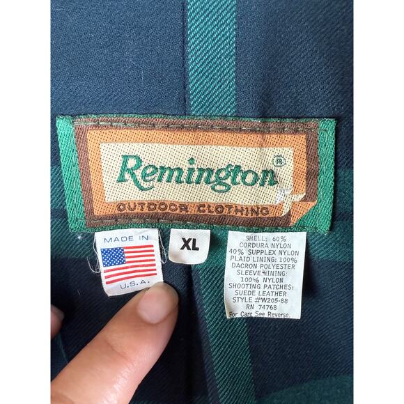 Remington Hunting Shooting Jacket Cordura Plaid‎ Lined Suede Leather Vintage XL - Picture 4 of 8